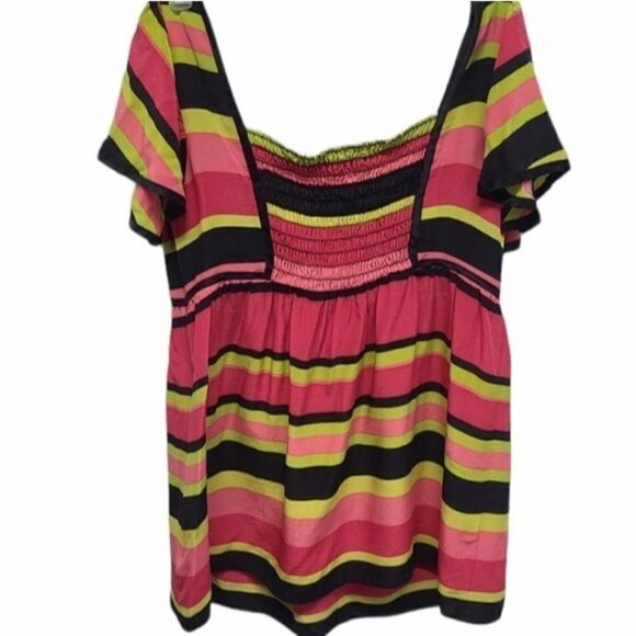 Nannet Lepore Shirt Womens 4 Silk Striped Red/Green - Picture 2 of 9